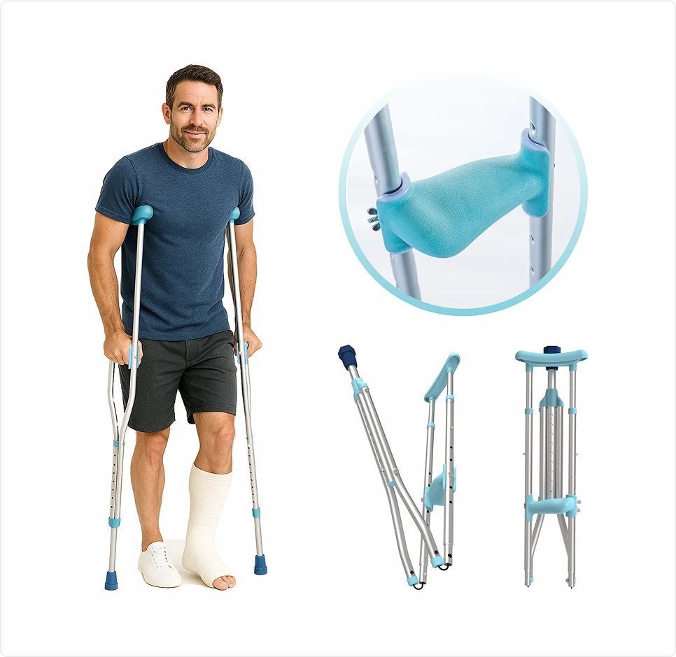Ergo Walk® Ergonomic Crutches – Lightweight, Foldable & Adjustable